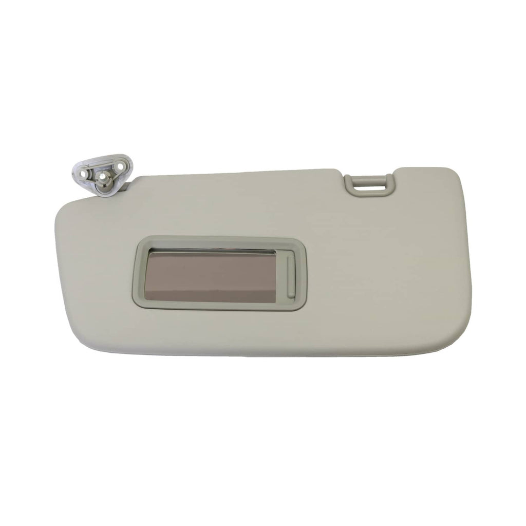Light gray driver-side sun visor showing vanity mirror window
