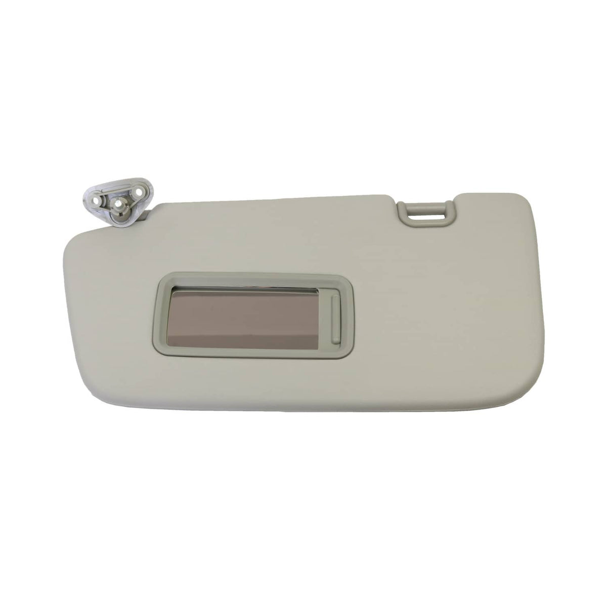 Light gray driver-side sun visor showing vanity mirror window
