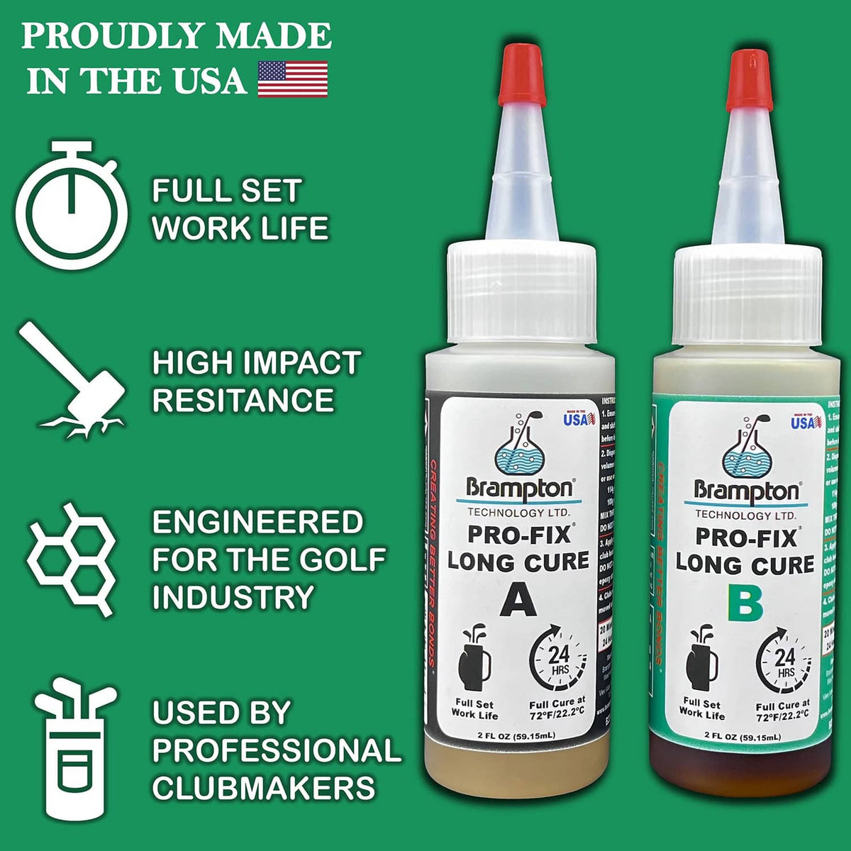 Two golf epoxy bottles A and B with red caps
