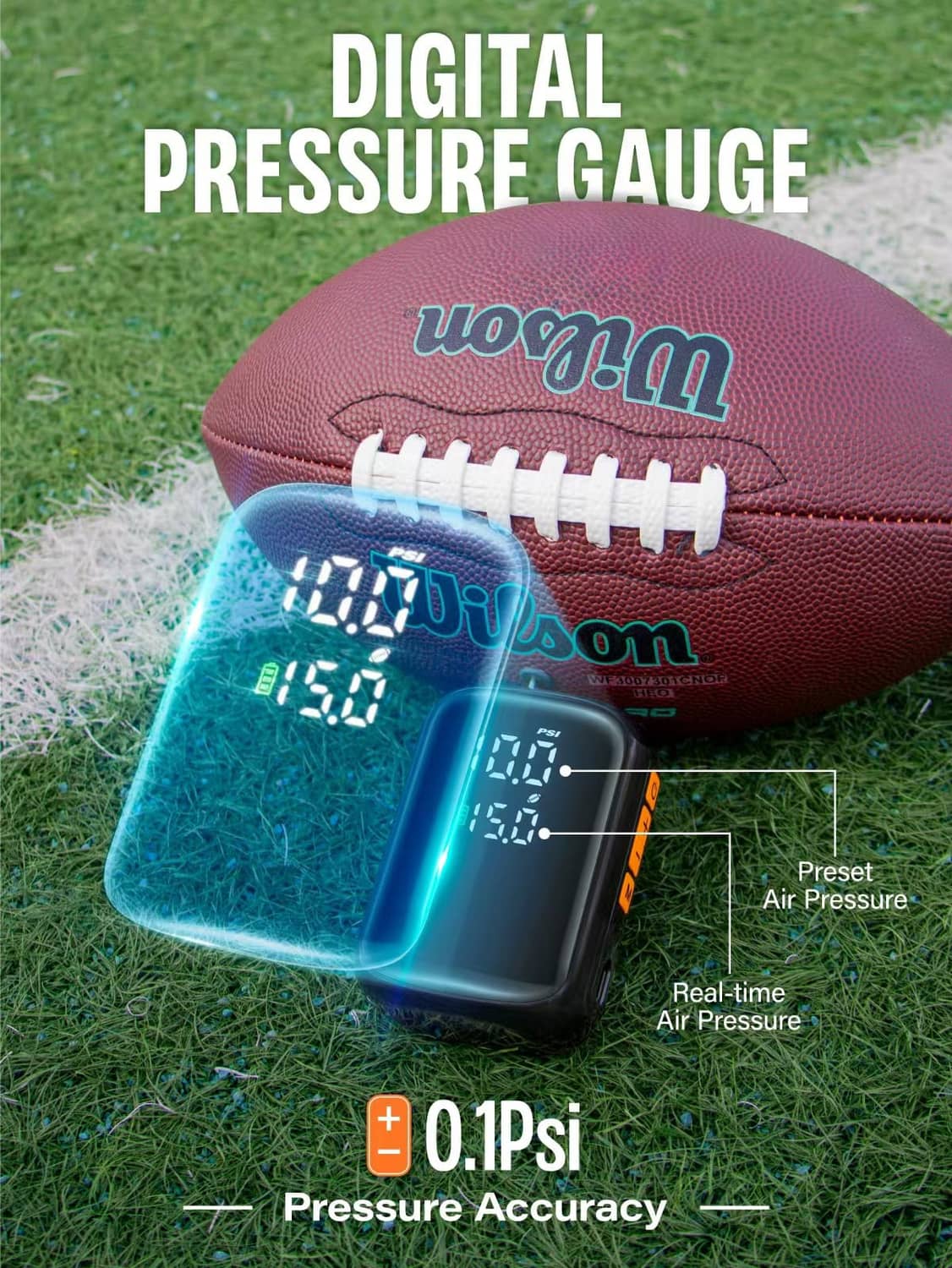 Black mini electric ball pump with digital air pressure display