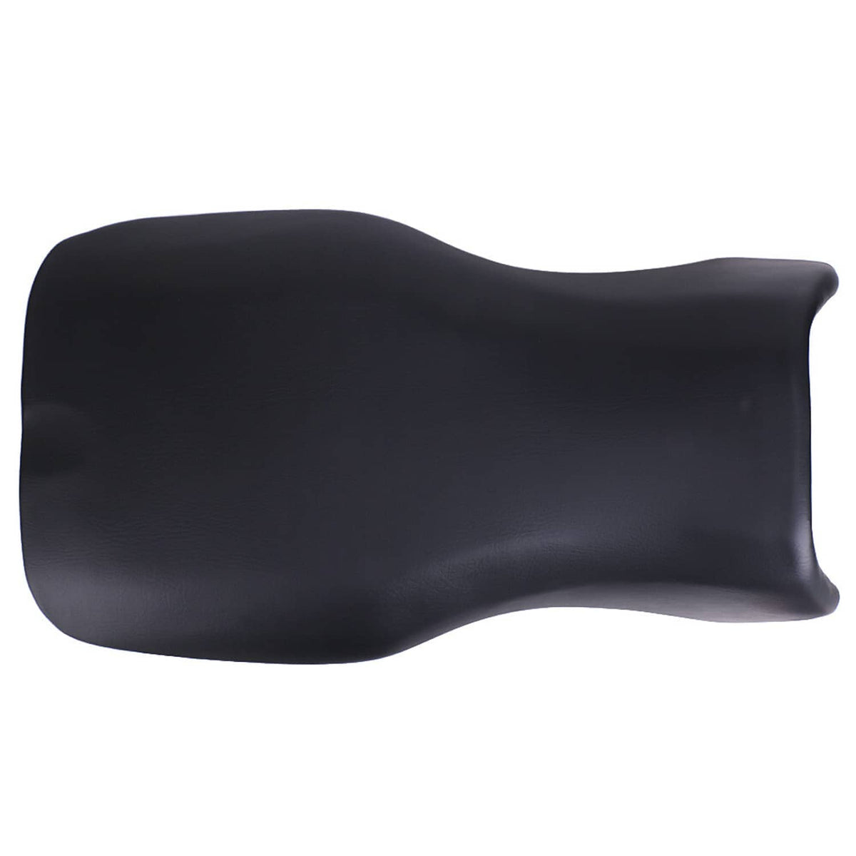 Black contoured rider seat cushion with wavy mid section and smooth top