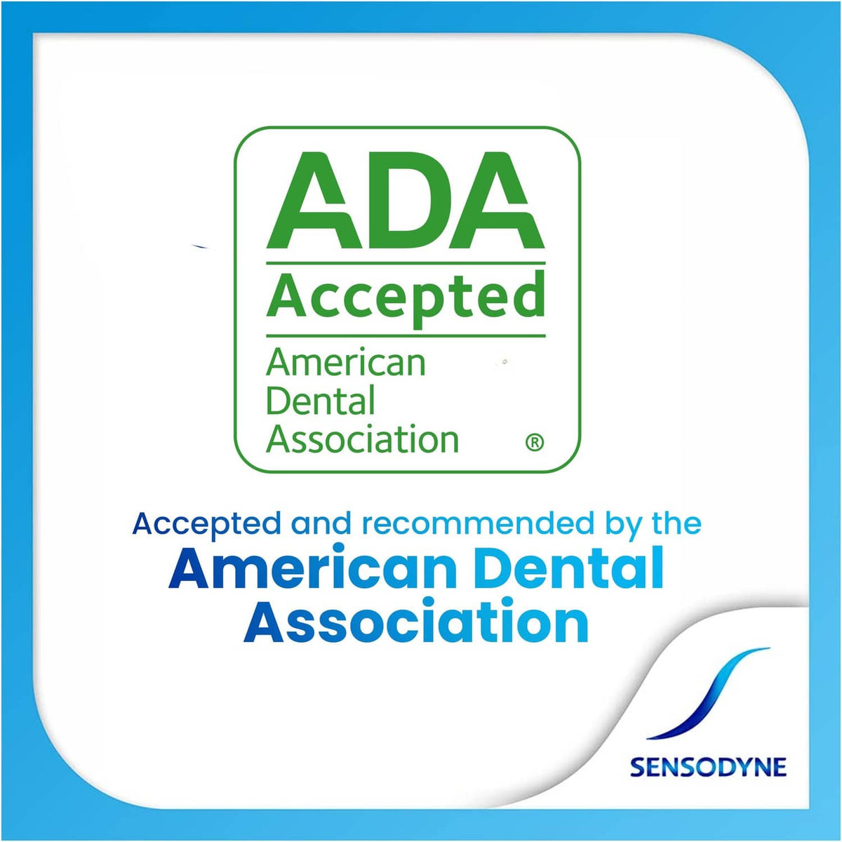 Fresh Mint sensitive toothpaste box panel with ADA Accepted American Dental Association seal