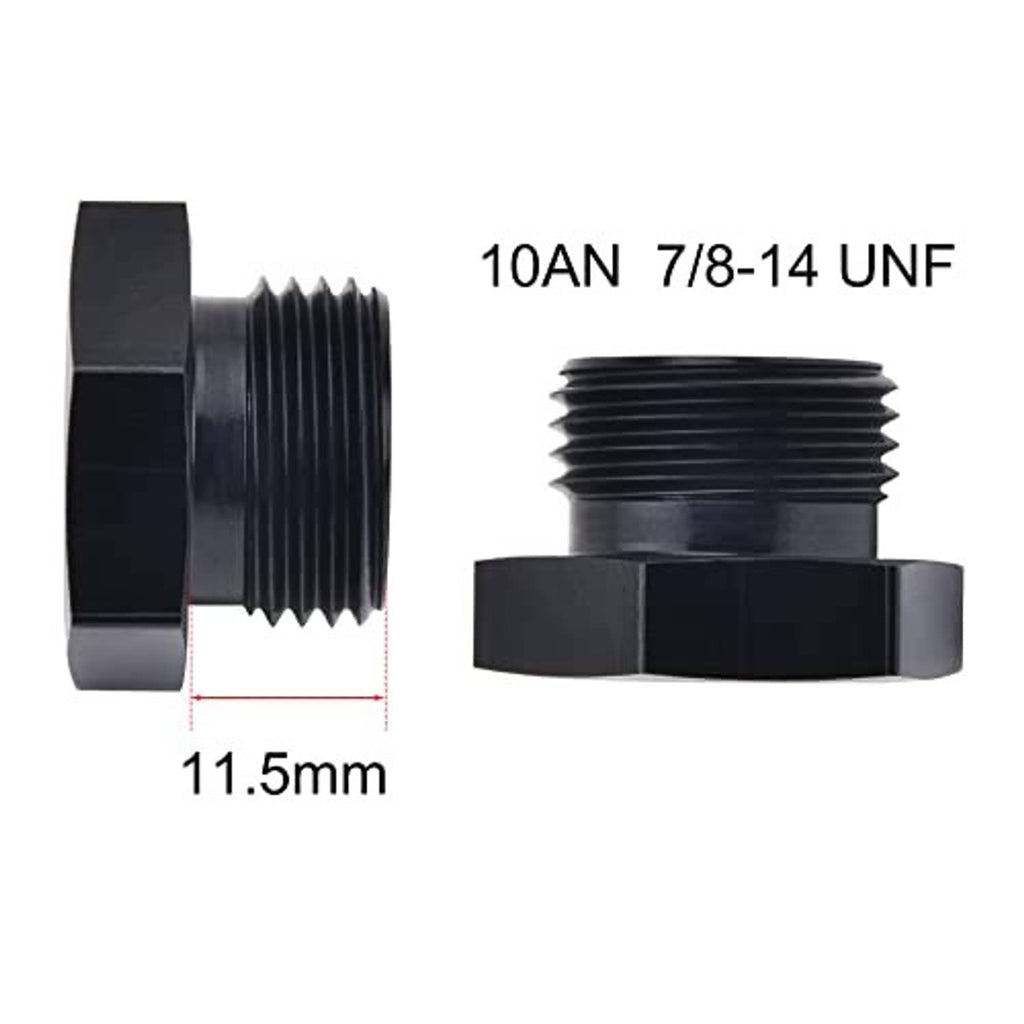 10AN 7/8-14 UNF male plug fitting adapter with O-ring; 11.5mm length