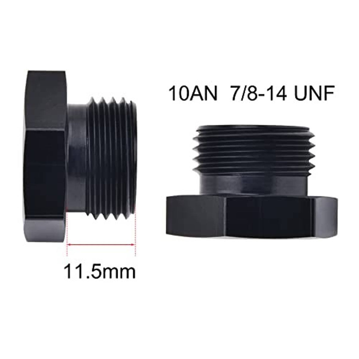 10AN 7/8-14 UNF male plug fitting adapter with O-ring; 11.5mm length