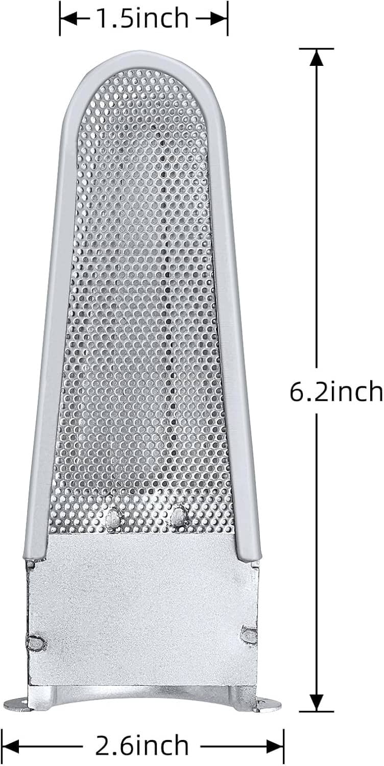 Silver burner head with perforated mesh flame screen and base mounting tabs