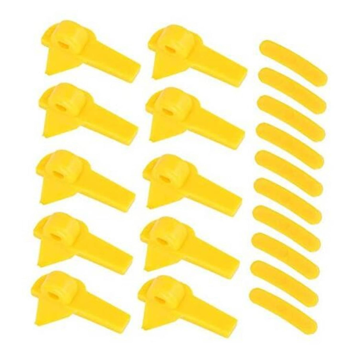 Yellow plastic tire bead breaker demount heads, assorted pieces