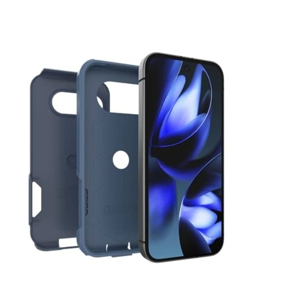 Blue slim phone case set with back cover, camera cutout, and port openings