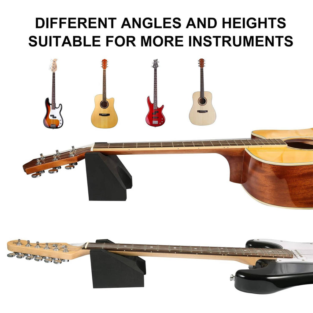 Black guitar work mat with neck support rests holding an electric guitar