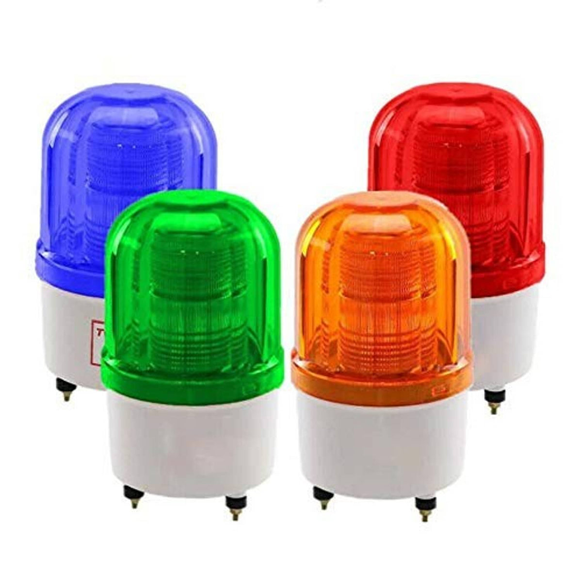 LED emergency magnetic beacon lights featuring blue, green, orange, and red warning domes