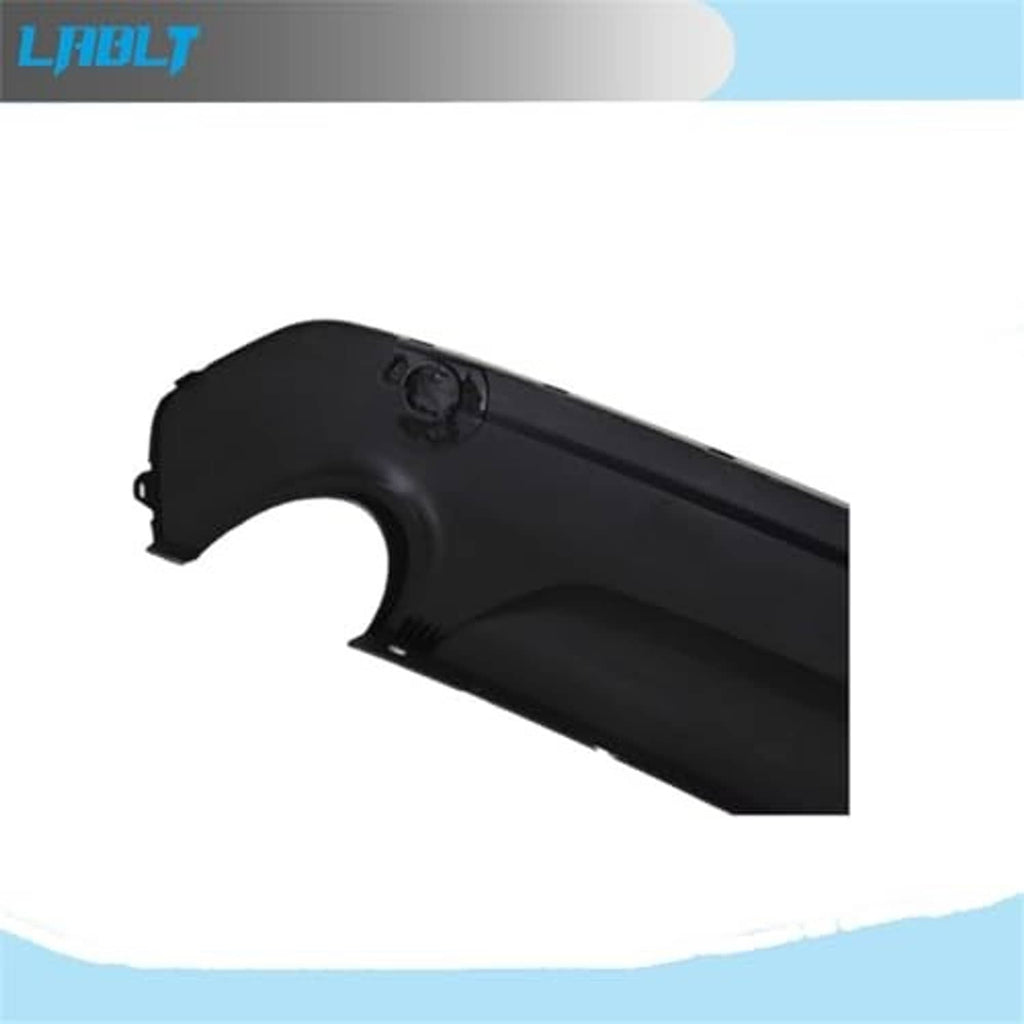 Rear lower bumper cover, black close-up with wheel opening and mounting detail