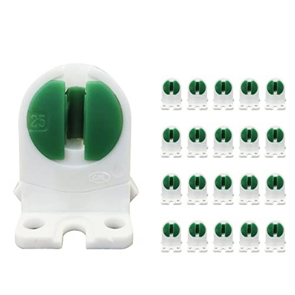 T5 LED fluorescent tube tombstone lamp holder, medium bi-pin socket, green contacts