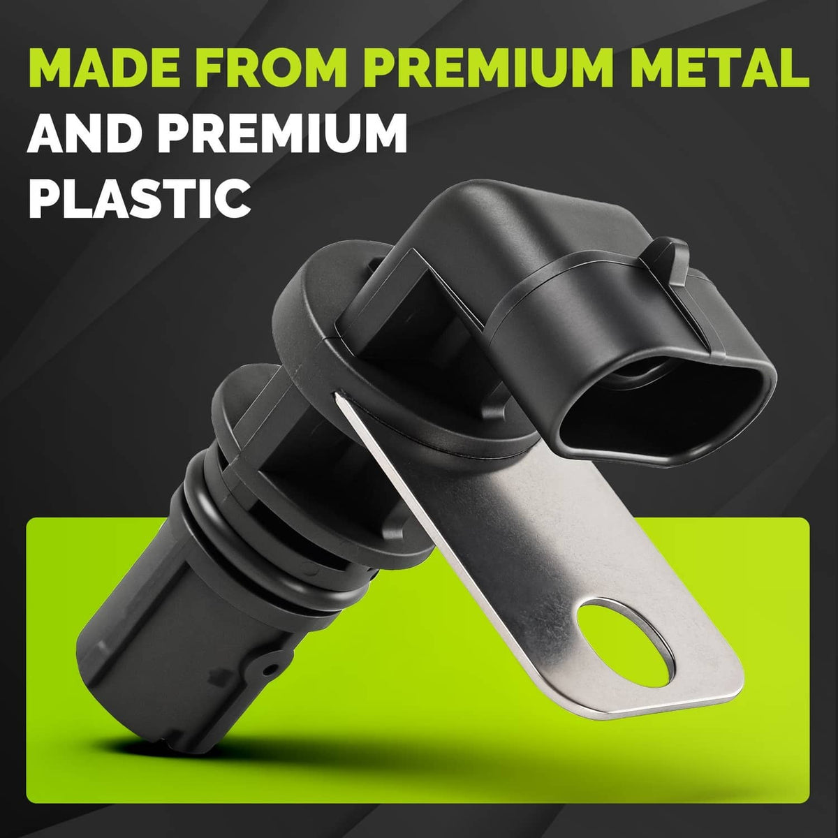 Crankshaft position sensor with metal and plastic body and black electrical housing