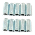 Set of 10 M8 hex coupling nuts, silver finish, female threaded sleeves