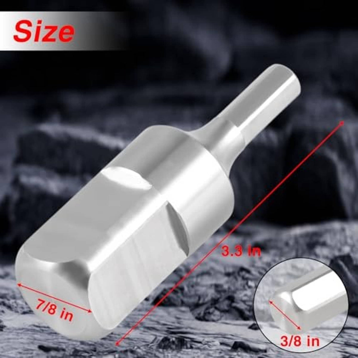 Stainless steel drill adapter with 3/8 in square drive and 7/8 in head, RBSU