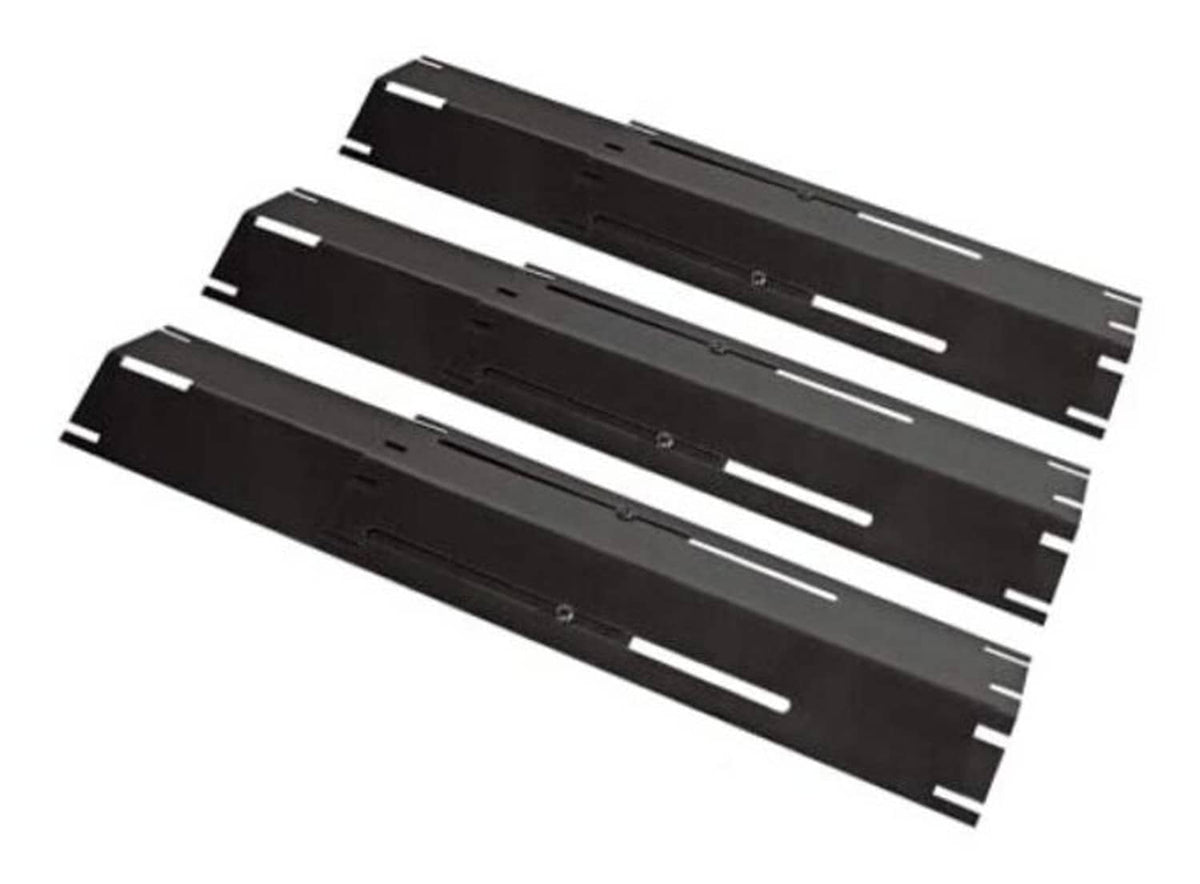 Black porcelain steel grill heat plate shield replacement set of three, adjustable panels