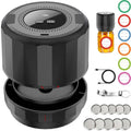 Black electric mason jar vacuum sealer unit with base and control buttons