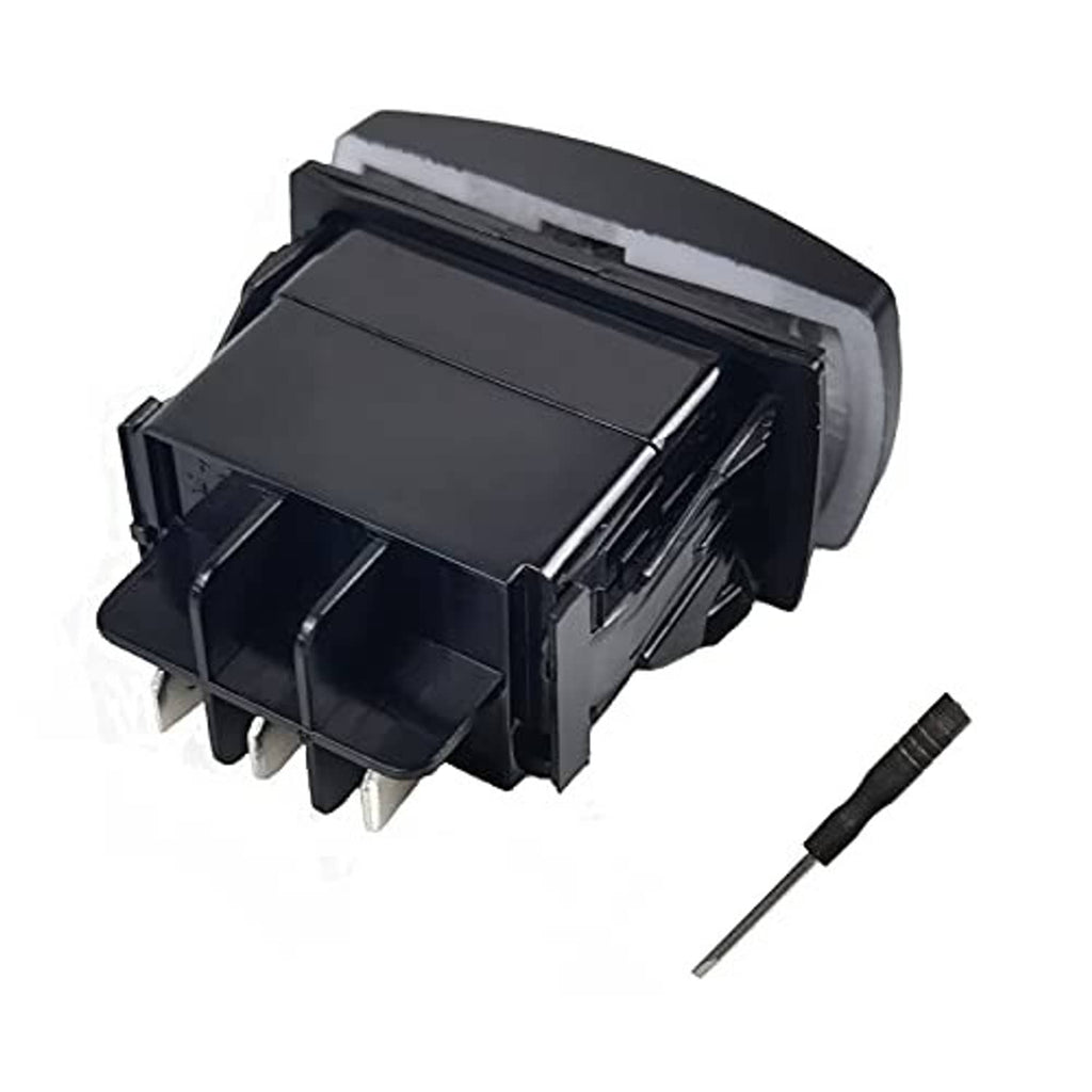 Forward/reverse switch assembly shown angled with black connector base and exposed wire leads