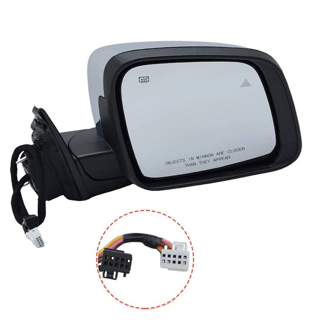 Left side blind spot mirror with wiring connectors shown in inset