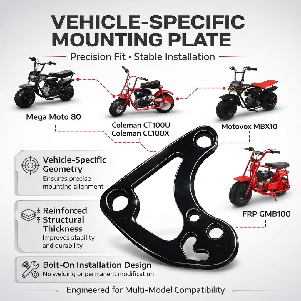 Vehicle-specific hydraulic brake caliper mounting plate with universal black bracket