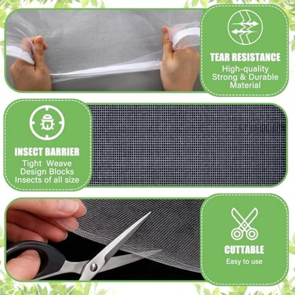 White insect barrier mesh sheet, tight weave, cut with scissors