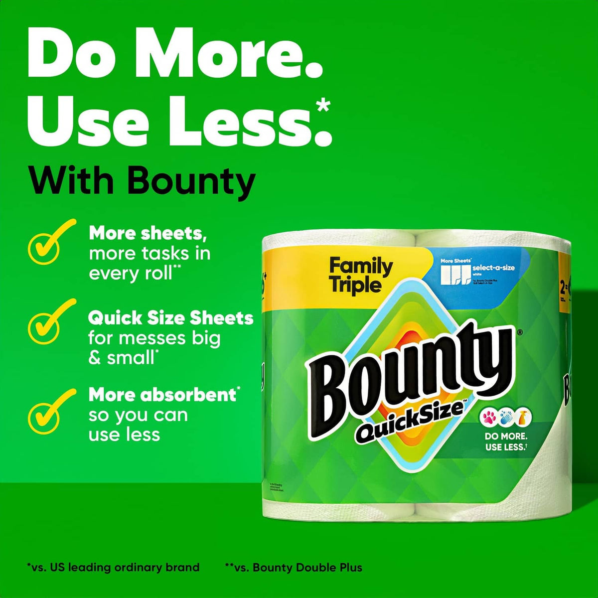Bounty Quick-Size Family Triple paper towels roll pack, white sheets