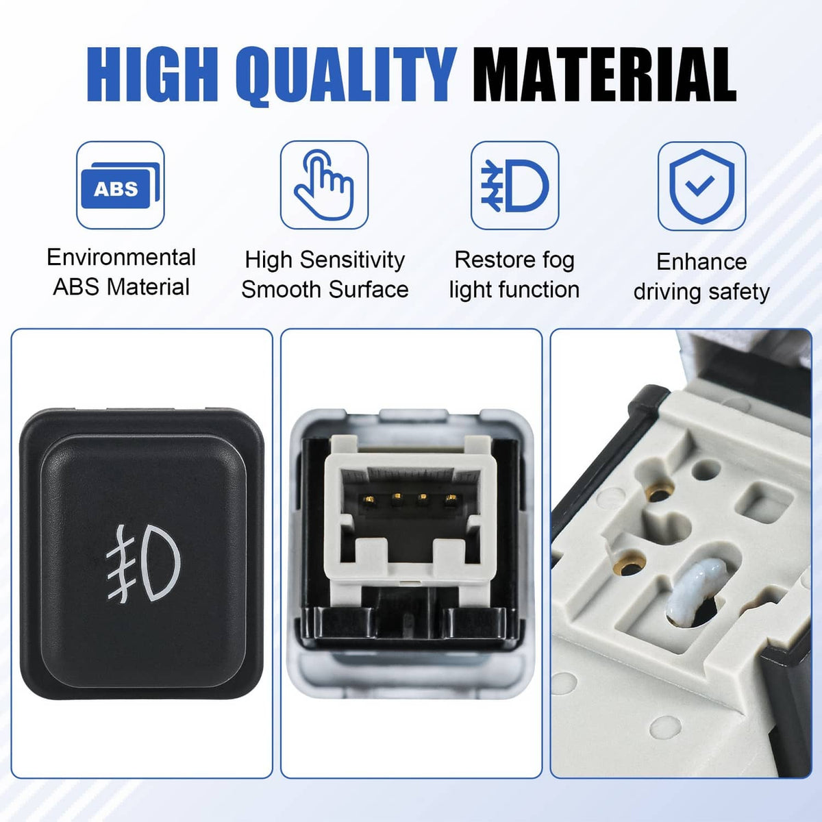 Black fog light switch cover with icon and side connector opening