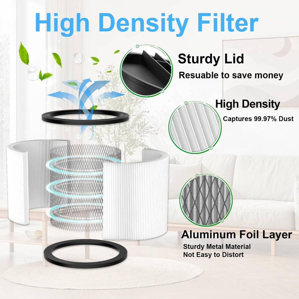 White pleated vacuum filter with black lid ring and reinforced outer edge
