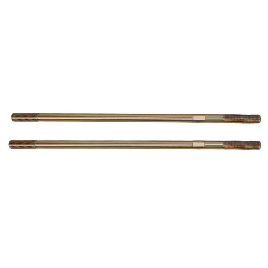 Pair of threaded tie rod bars, each with a center sleeve and nut-ready end thread