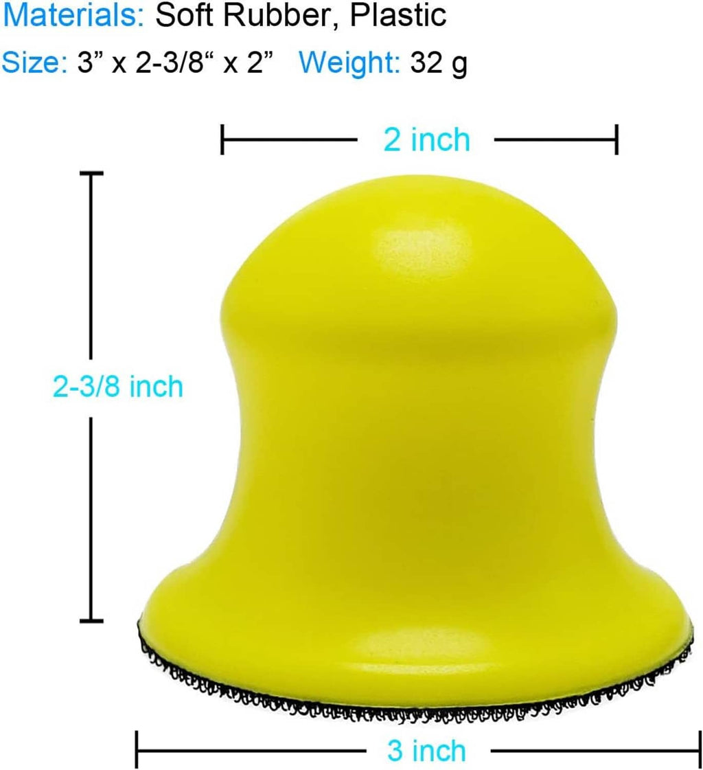 2-pack 3-inch round sanding blocks with yellow rubber base and black abrasive pad