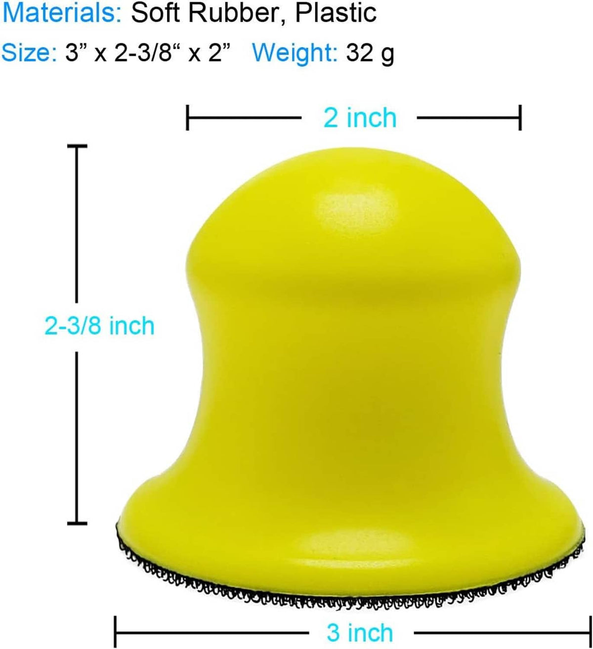2-pack 3-inch round sanding blocks with yellow rubber base and black abrasive pad