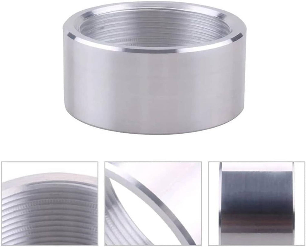 Aluminum weld-on pipe bung with NPT female threads and wide outer end