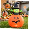 4-ft Halloween inflatable pumpkin witch decoration with orange jack-o-lantern body and green face