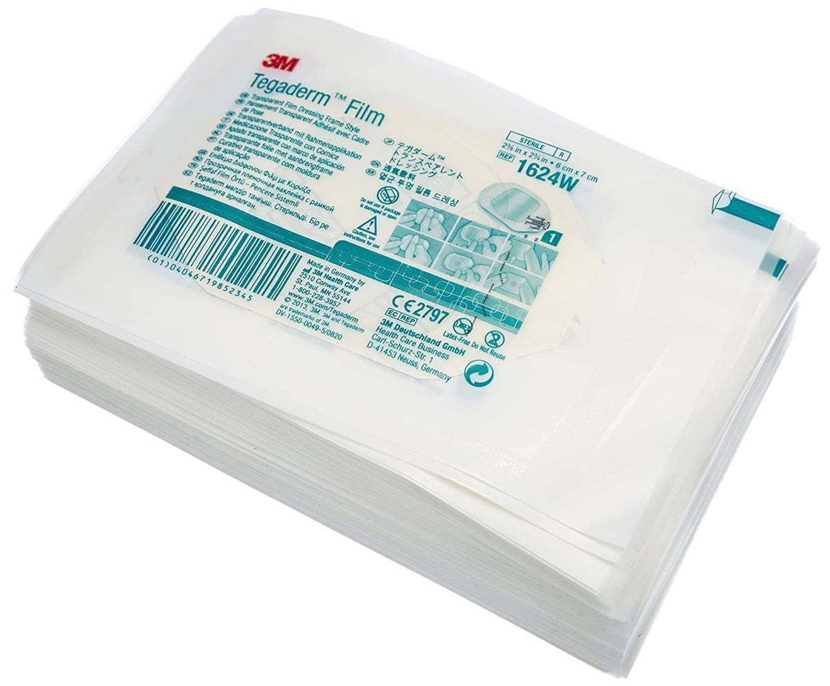 3M Tegaderm transparent film dressing stack of clear sterile sheets
