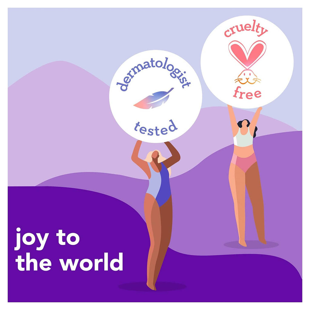 Joy razor refill promotion card with dermatology-tested and cruelty-free icons.