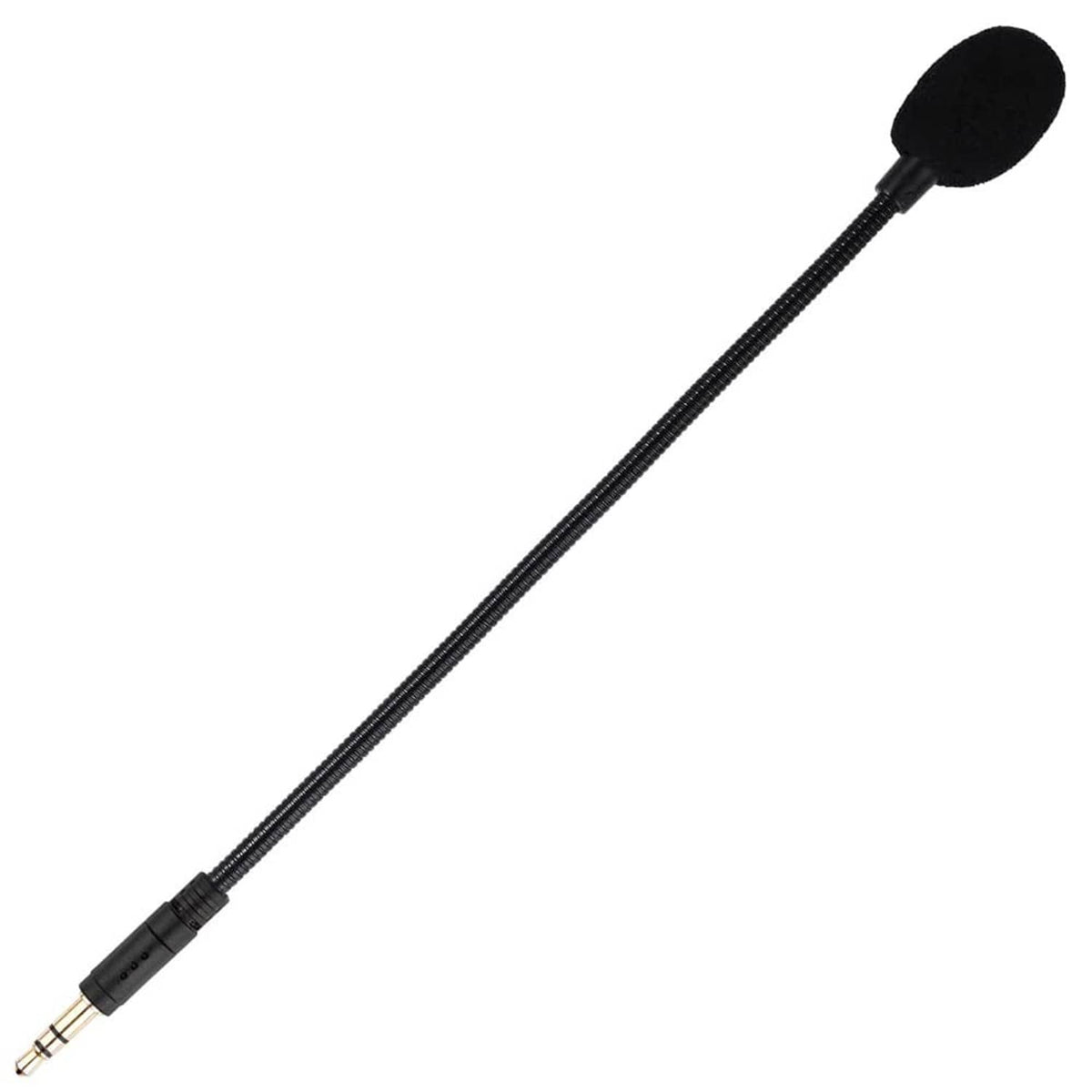 Black detachable microphone with round foam head and long wired cable