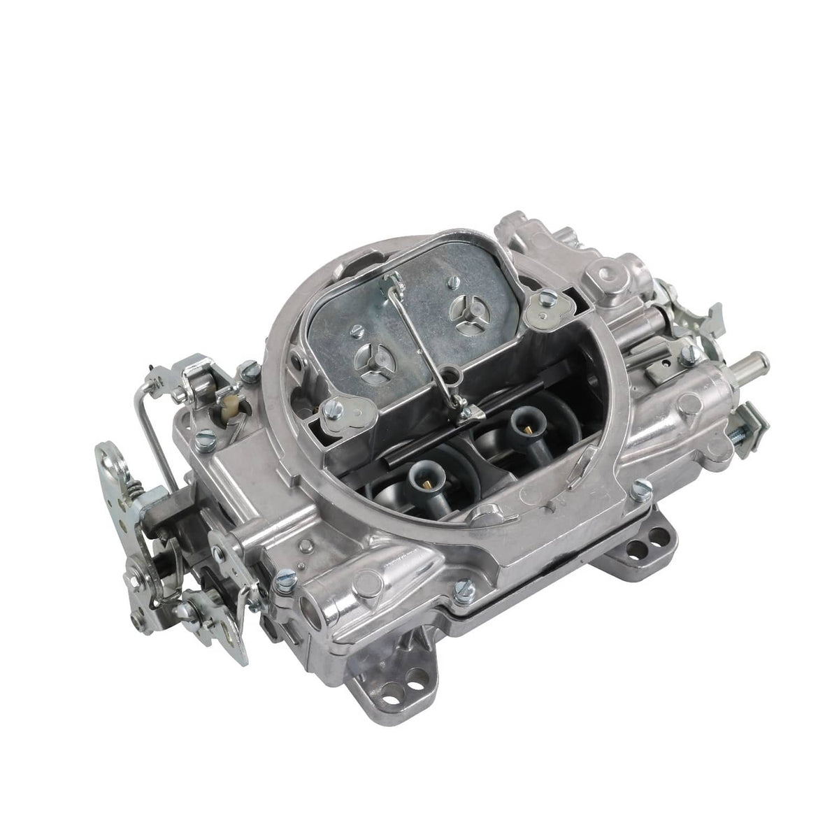 4-barrel square-bore carburetor with manual choke, front angled view