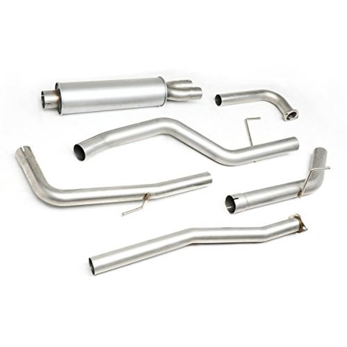 Stainless steel cat-back exhaust system parts set with muffler and multiple pipe sections