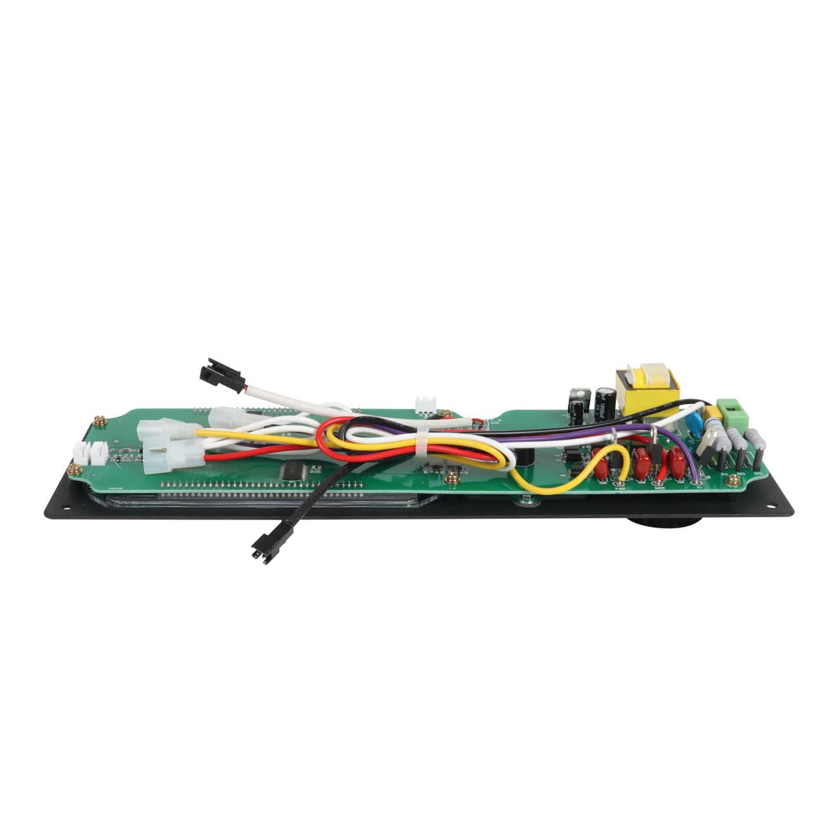 Pellet grill control board circuit board with green PCB, wiring, and connectors