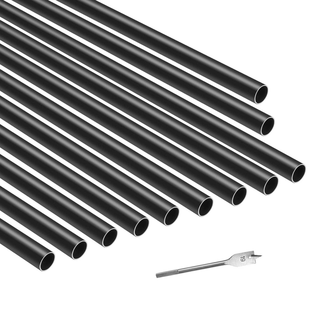 Black aluminum round deck baluster tubes, set of multiple pipes