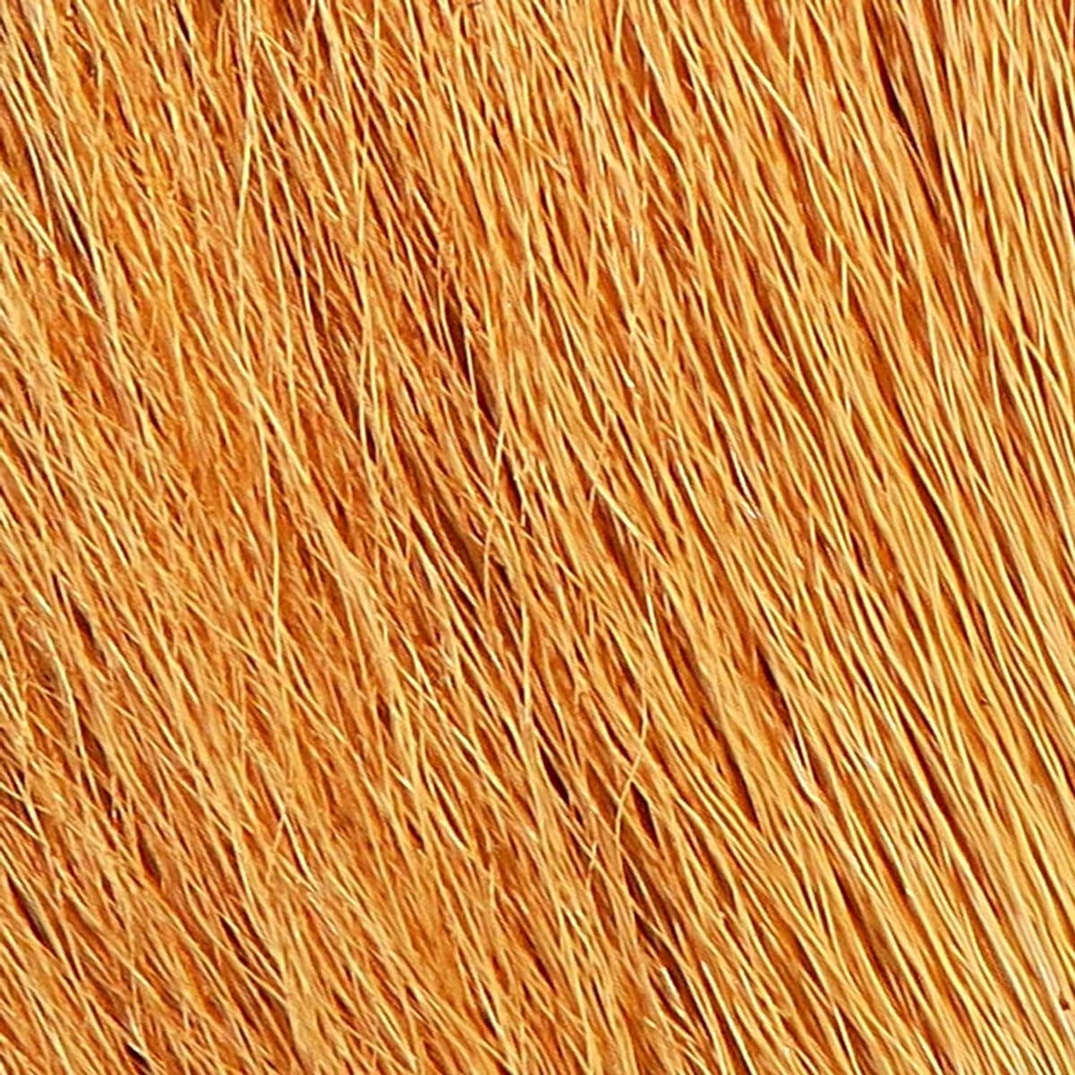 Root beer-colored bucktail dubbing fibers with fine orange-brown strands texture