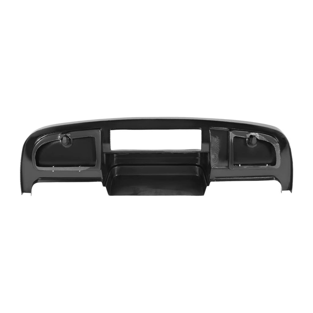Carbon fiber style dashboard dash cover, dark finish with two end compartments