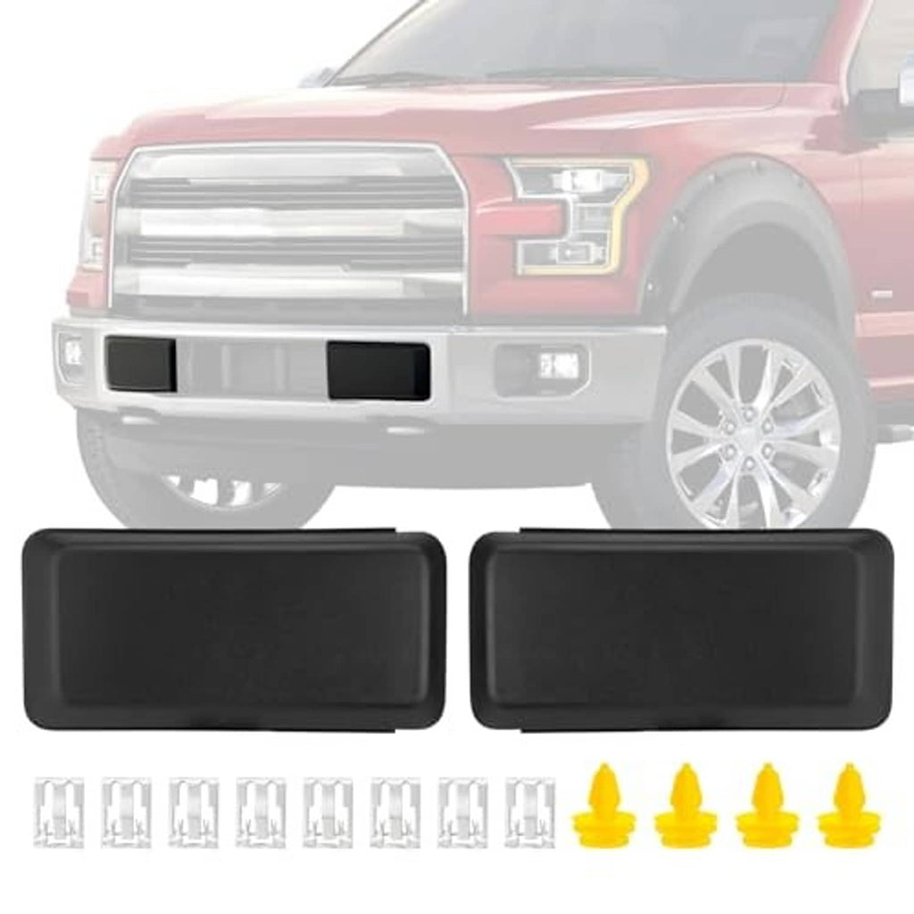 Front bumper guard pads, two dark gray rectangular covers with included installation clips