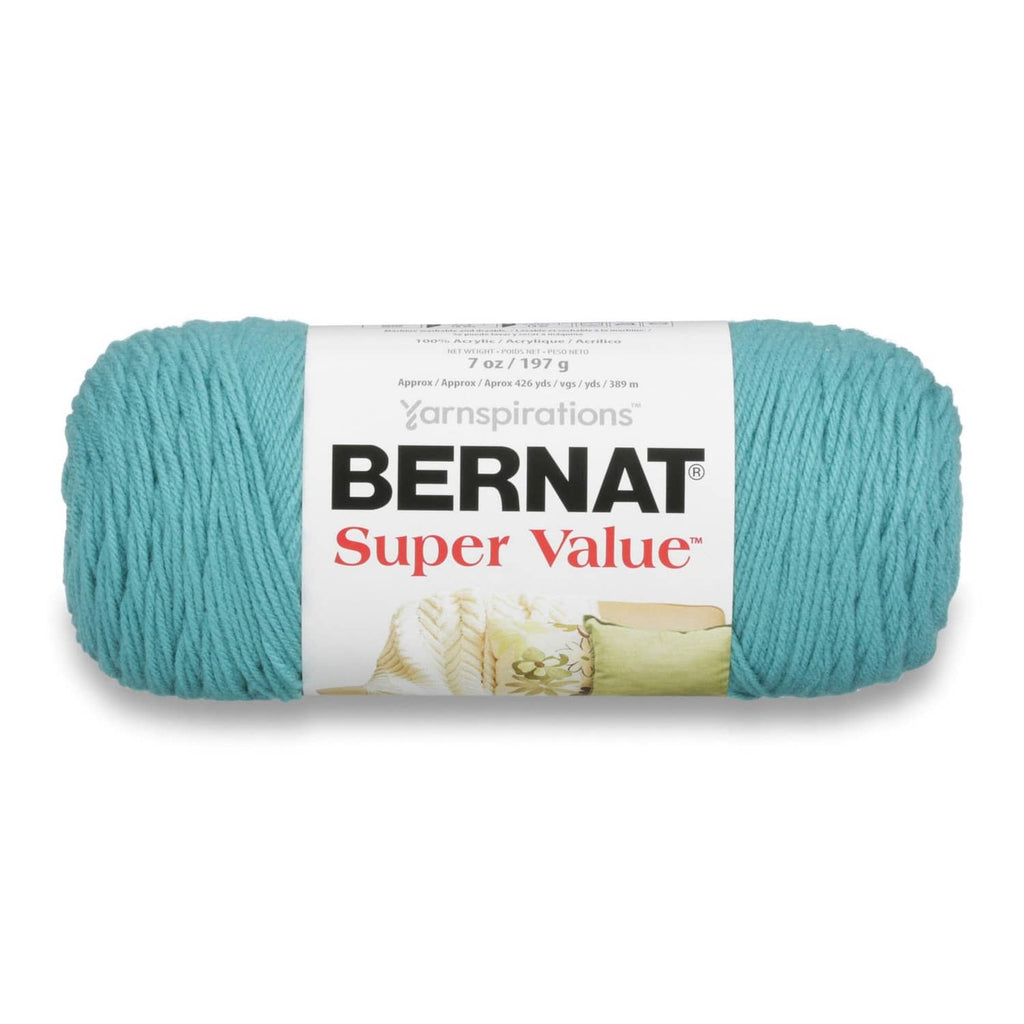 Aqua blue Bernat Super Value worsted acrylic yarn skein, 7 oz (197 g)