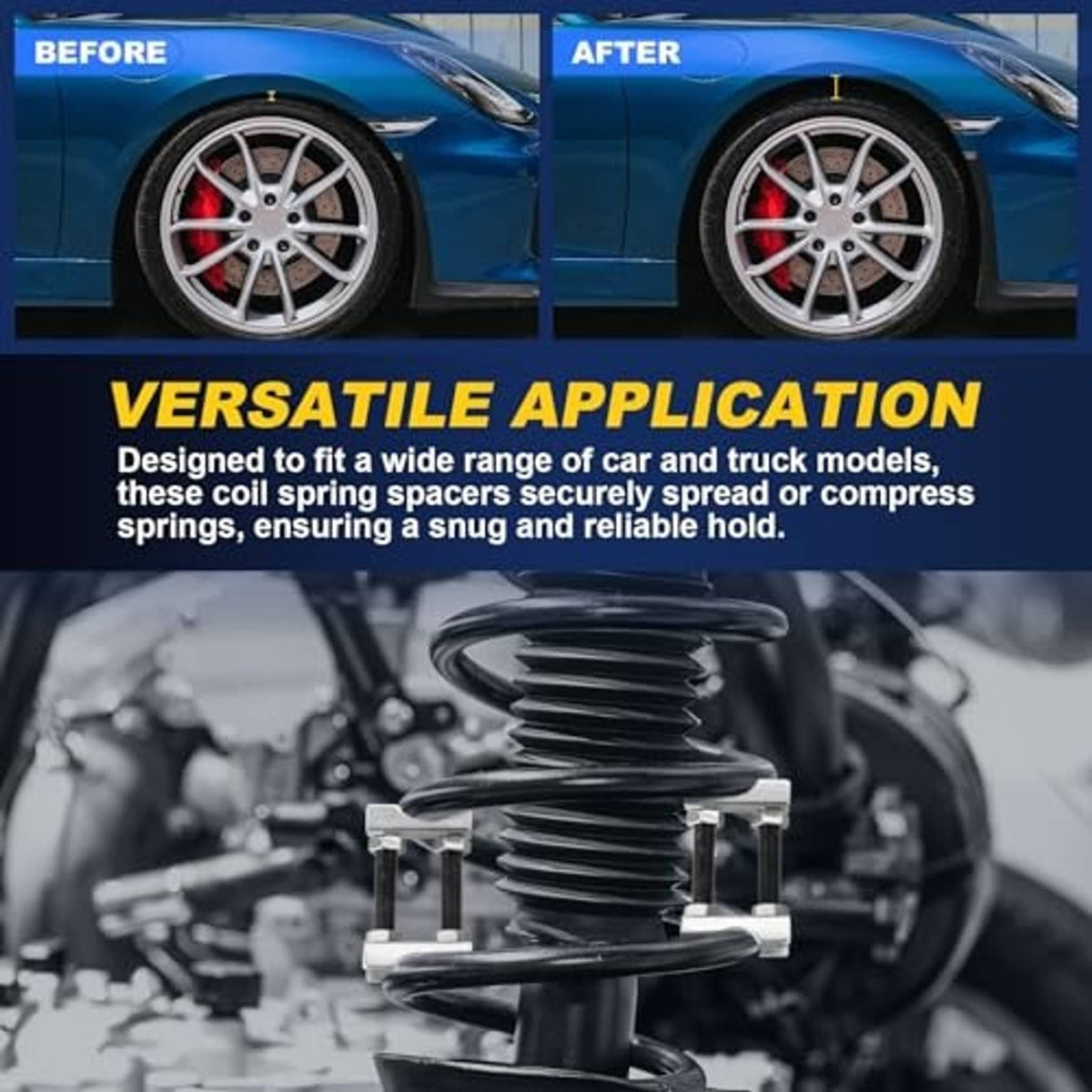 Adjustable coil spring spacer kit under vehicle suspension for lift or lower height