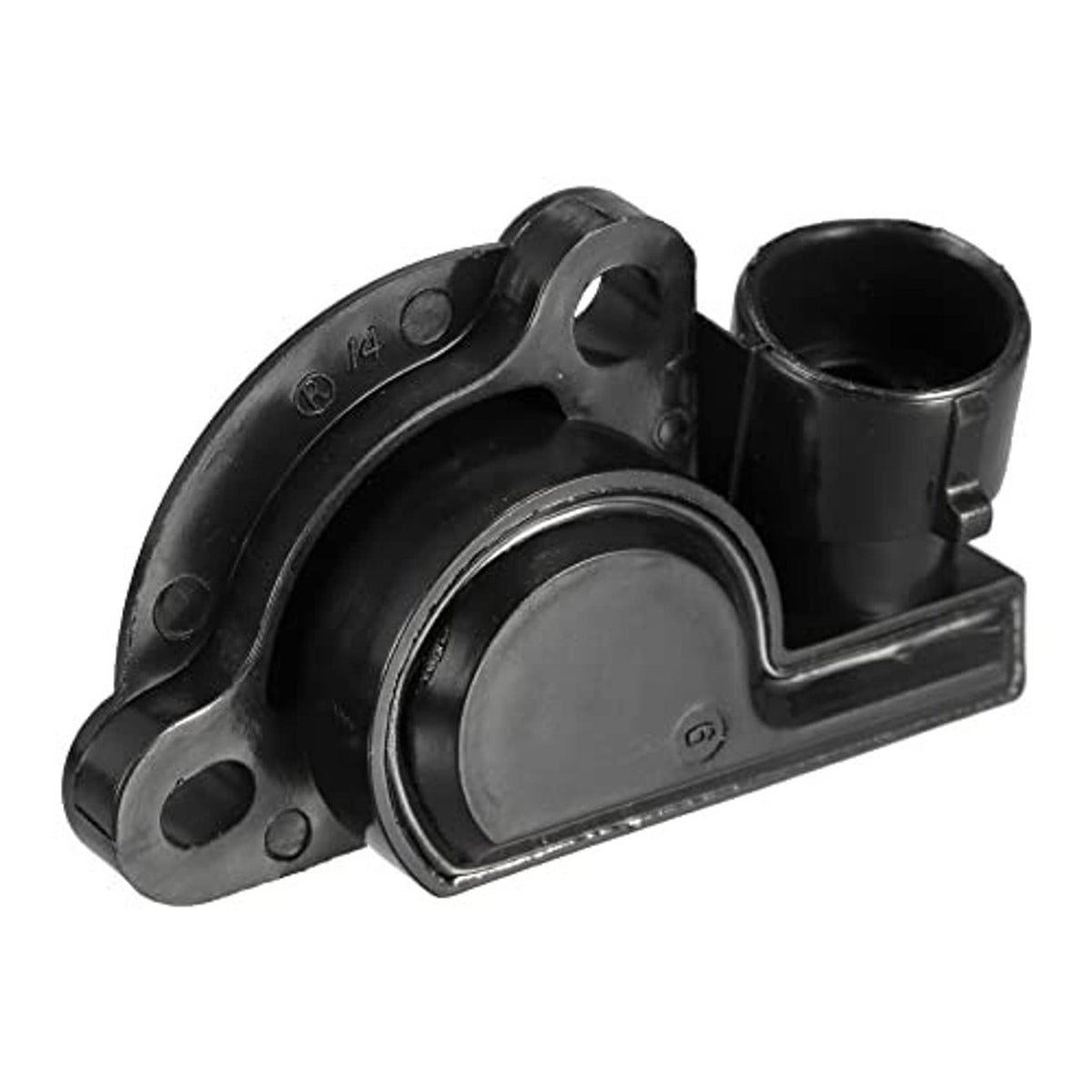 Throttle position sensor TPS rear view with black housing and visible metal contacts