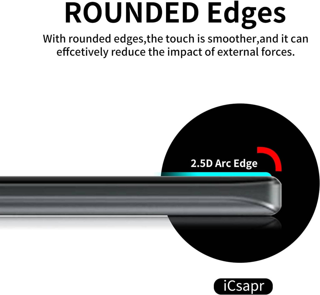 Rounded-edge 2.5D tempered glass screen protector for smoother touch at phone display edge