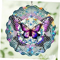 Butterfly wind spinner with colorful layered metal scallops and center purple butterfly