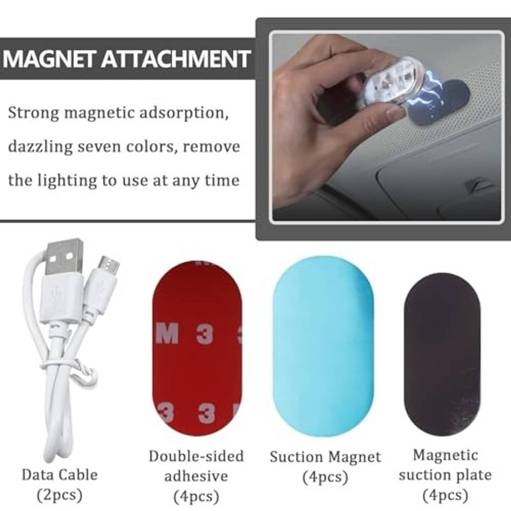 Magnetic LED light accessory kit: USB data cable, double-sided adhesive, suction magnets, plates