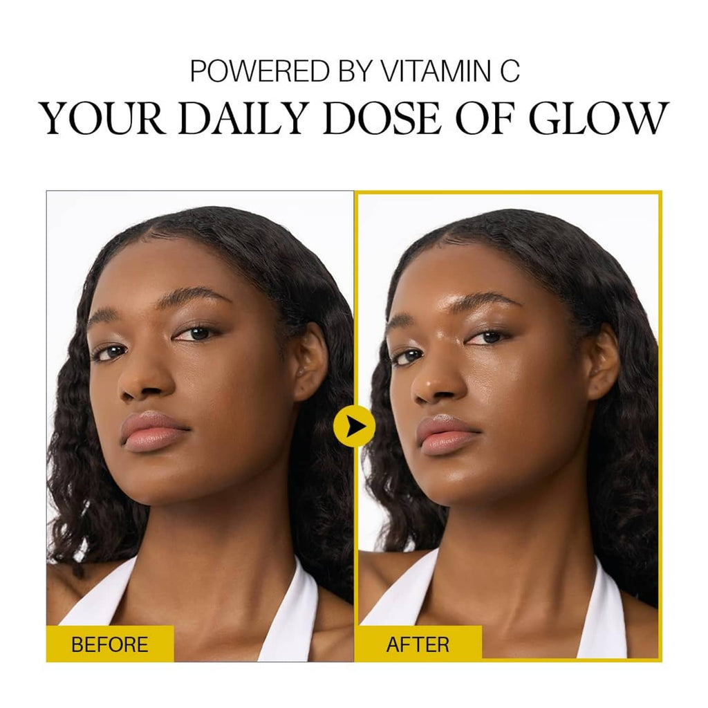 Before-and-after face glow results with smooth, even-looking skin