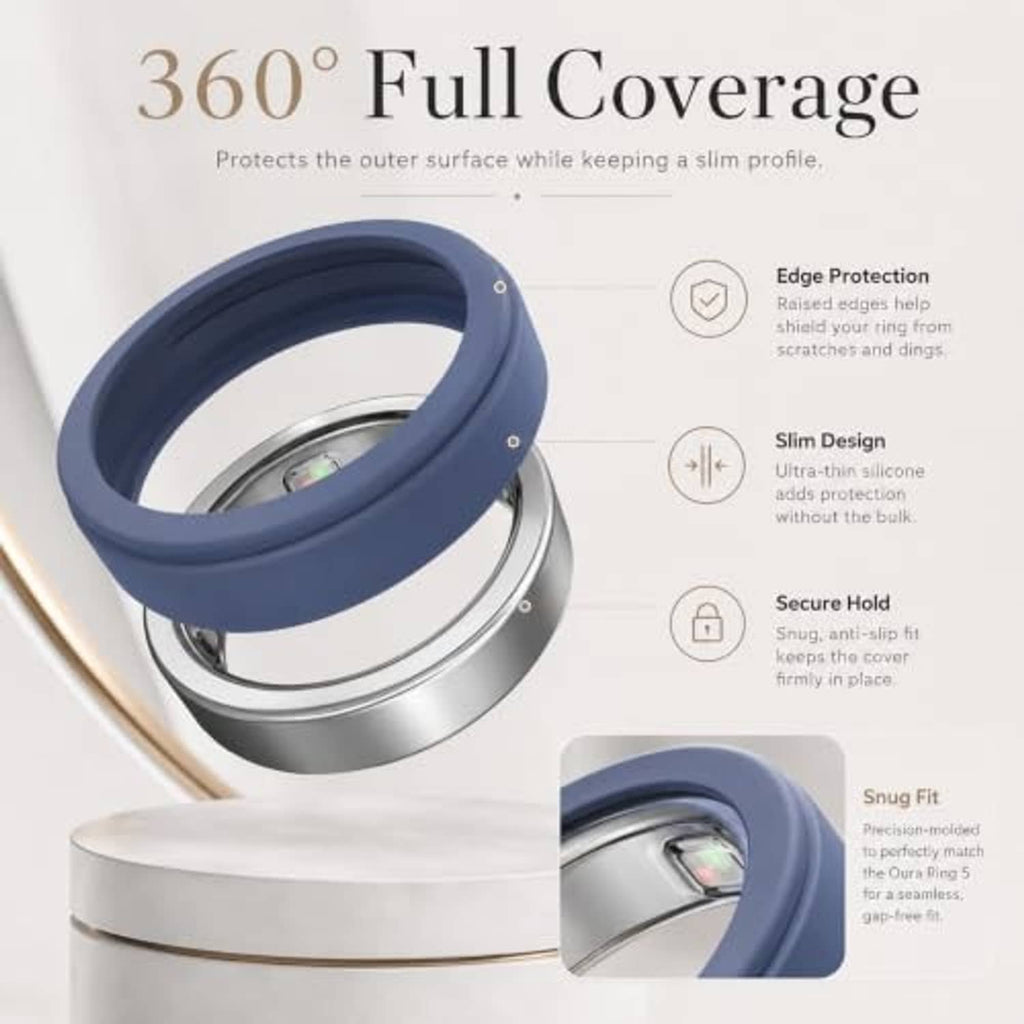 Blue ring cover with snug silicone outer sleeve and sensor window cutout